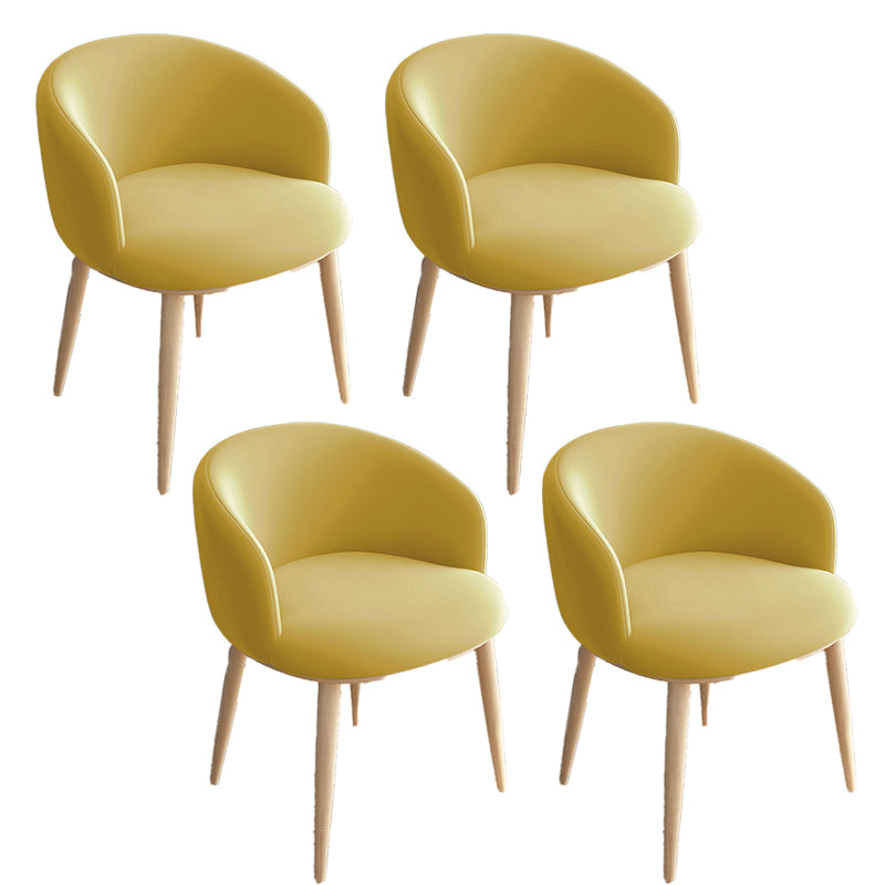 Modern Style Iron Side Chair Parsons Dining Chair with Natural Legs Yellow 4 Piece Set Clearhalo 'Dining Chairs' 'Dining Tables & Seating' 'dining_chair' 'furn' 'furn_dining_chair' 'Furniture' 'furniture_dining_chair' 'Kitchen & Dining Furniture' 4818722