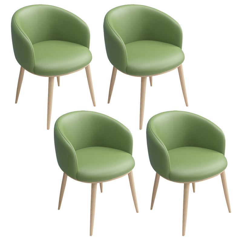 Modern Style Iron Side Chair Parsons Dining Chair with Natural Legs Green 4 Piece Set Clearhalo 'Dining Chairs' 'Dining Tables & Seating' 'dining_chair' 'furn' 'furn_dining_chair' 'Furniture' 'furniture_dining_chair' 'Kitchen & Dining Furniture' 4818725