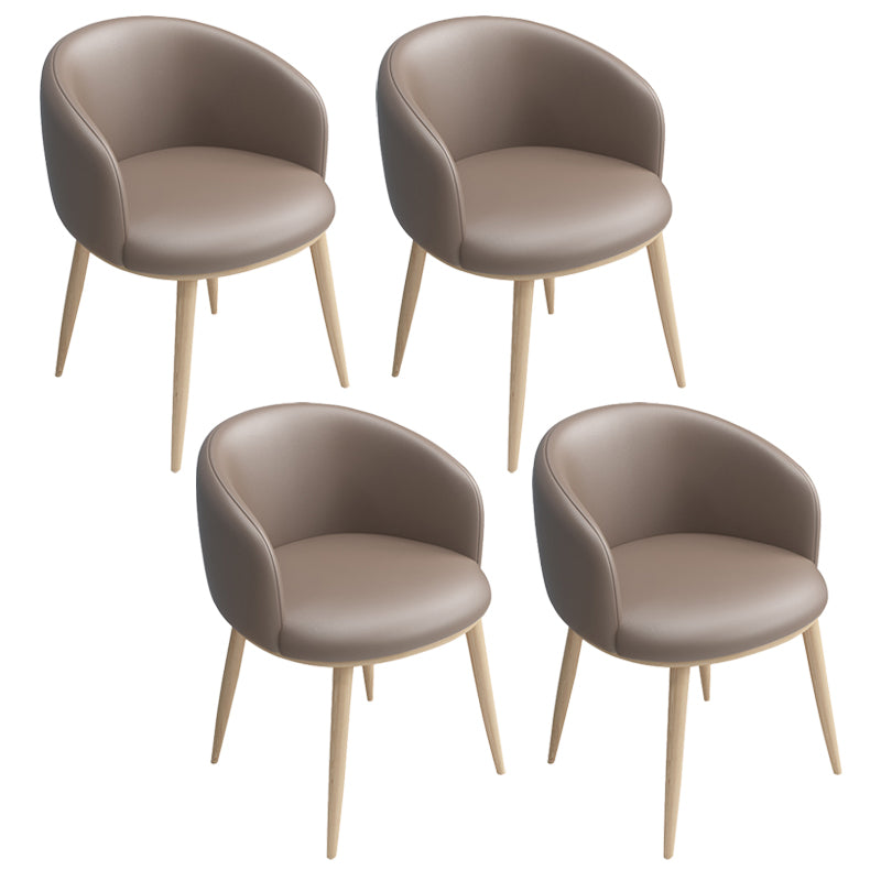 Modern Style Iron Side Chair Parsons Dining Chair with Natural Legs Khaki 4 Piece Set Clearhalo 'Dining Chairs' 'Dining Tables & Seating' 'dining_chair' 'furn' 'furn_dining_chair' 'Furniture' 'furniture_dining_chair' 'Kitchen & Dining Furniture' 4818728
