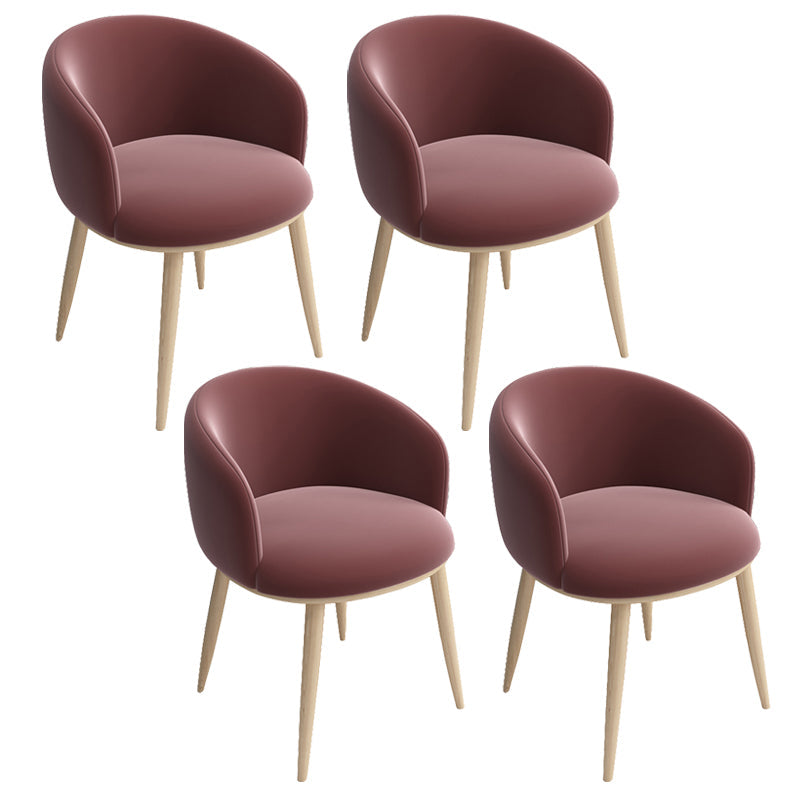Modern Style Iron Side Chair Parsons Dining Chair with Natural Legs Burgundy 4 Piece Set Clearhalo 'Dining Chairs' 'Dining Tables & Seating' 'dining_chair' 'furn' 'furn_dining_chair' 'Furniture' 'furniture_dining_chair' 'Kitchen & Dining Furniture' 4818729