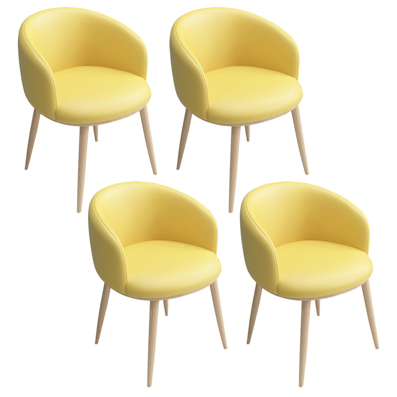 Modern Style Iron Side Chair Parsons Dining Chair with Natural Legs Lemon Yellow 4 Piece Set Clearhalo 'Dining Chairs' 'Dining Tables & Seating' 'dining_chair' 'furn' 'furn_dining_chair' 'Furniture' 'furniture_dining_chair' 'Kitchen & Dining Furniture' 4818730