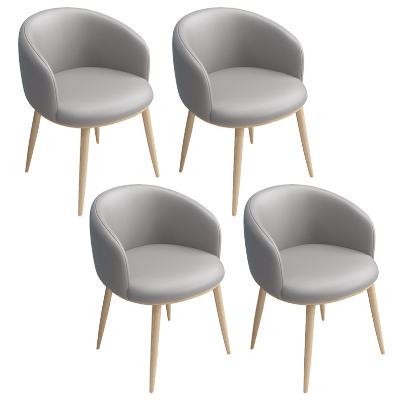 Modern Style Iron Side Chair Parsons Dining Chair with Natural Legs Gray-White 4 Piece Set Clearhalo 'Dining Chairs' 'Dining Tables & Seating' 'dining_chair' 'furn' 'furn_dining_chair' 'Furniture' 'furniture_dining_chair' 'Kitchen & Dining Furniture' 4818732