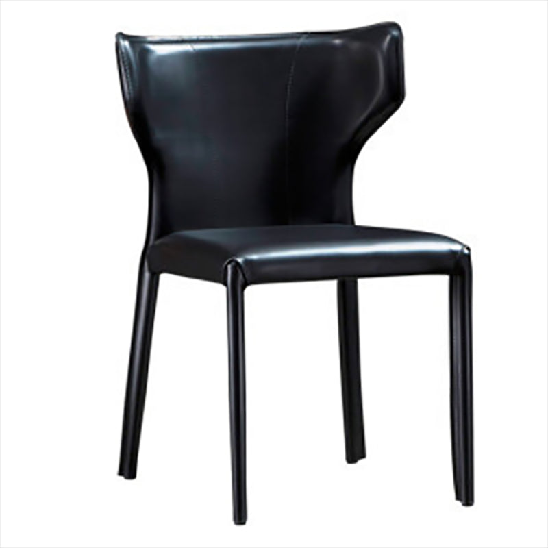 Modern Style Wingback Side Chair PU Leather Chairs for Dining Room Black 1 Piece Clearhalo 'Dining Chairs' 'Dining Tables & Seating' 'dining_chair' 'furn' 'furn_dining_chair' 'Furniture' 'furniture_dining_chair' 'Kitchen & Dining Furniture' 4818739