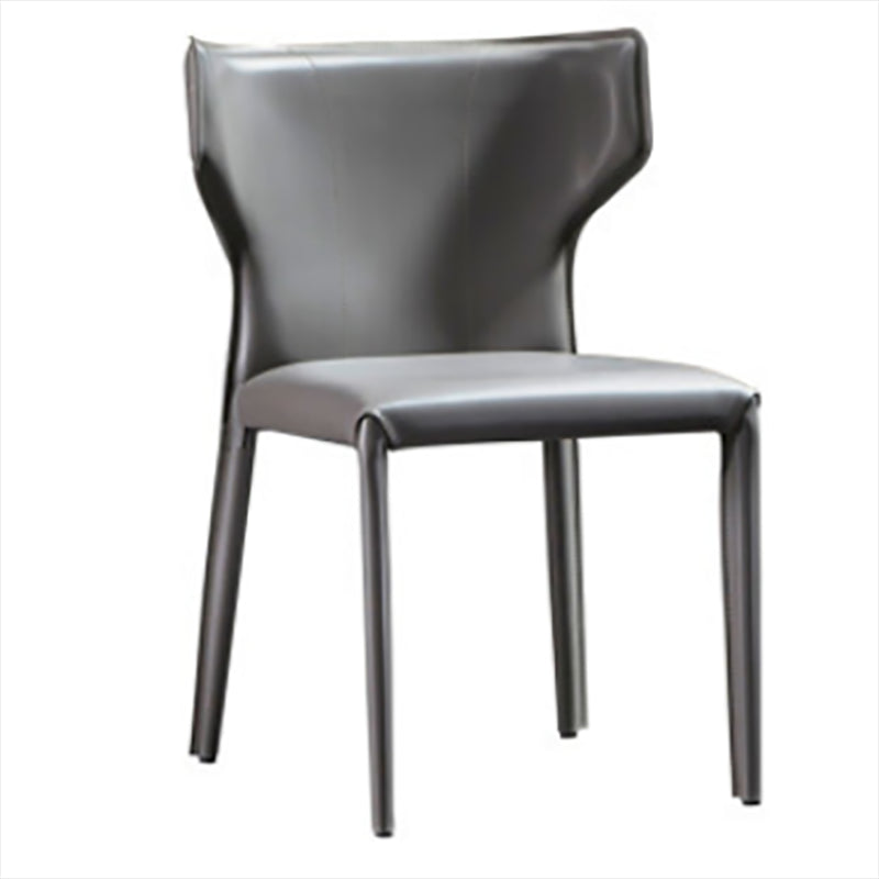 Modern Style Wingback Side Chair PU Leather Chairs for Dining Room Grey 1 Piece Clearhalo 'Dining Chairs' 'Dining Tables & Seating' 'dining_chair' 'furn' 'furn_dining_chair' 'Furniture' 'furniture_dining_chair' 'Kitchen & Dining Furniture' 4818741