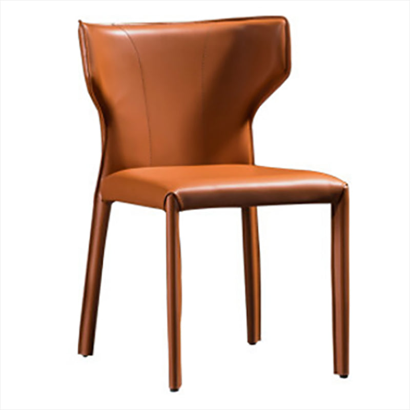 Modern Style Wingback Side Chair PU Leather Chairs for Dining Room Orange 1 Piece Clearhalo 'Dining Chairs' 'Dining Tables & Seating' 'dining_chair' 'furn' 'furn_dining_chair' 'Furniture' 'furniture_dining_chair' 'Kitchen & Dining Furniture' 4818742