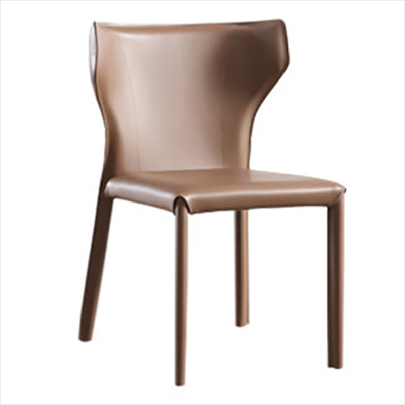 Modern Style Wingback Side Chair PU Leather Chairs for Dining Room Brown 1 Piece Clearhalo 'Dining Chairs' 'Dining Tables & Seating' 'dining_chair' 'furn' 'furn_dining_chair' 'Furniture' 'furniture_dining_chair' 'Kitchen & Dining Furniture' 4818745