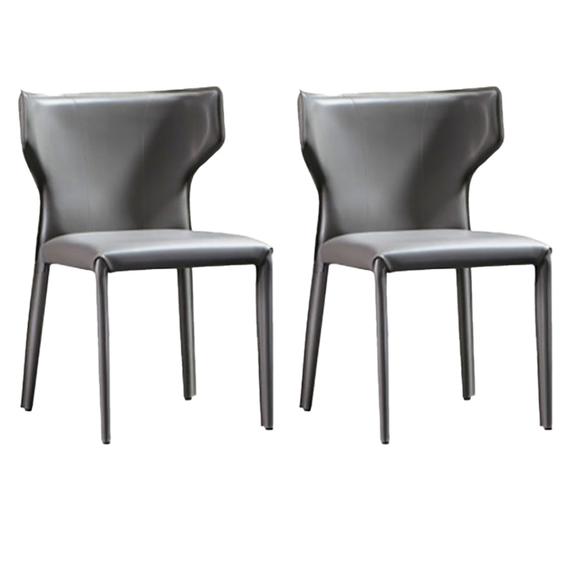 Modern Style Wingback Side Chair PU Leather Chairs for Dining Room Grey 2 Piece Set Clearhalo 'Dining Chairs' 'Dining Tables & Seating' 'dining_chair' 'furn' 'furn_dining_chair' 'Furniture' 'furniture_dining_chair' 'Kitchen & Dining Furniture' 4818751