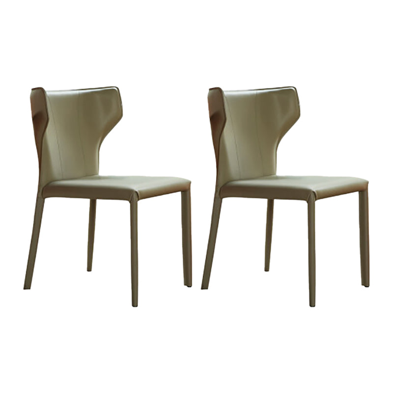 Modern Style Wingback Side Chair PU Leather Chairs for Dining Room Green 2 Piece Set Clearhalo 'Dining Chairs' 'Dining Tables & Seating' 'dining_chair' 'furn' 'furn_dining_chair' 'Furniture' 'furniture_dining_chair' 'Kitchen & Dining Furniture' 4818757