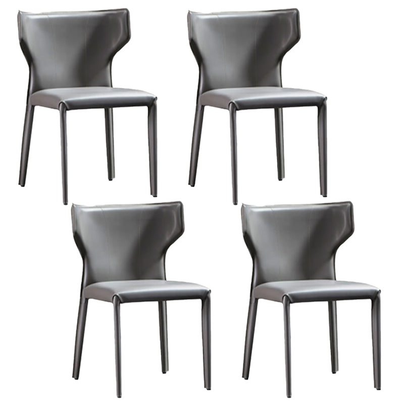 Modern Style Wingback Side Chair PU Leather Chairs for Dining Room Grey 4 Piece Set Clearhalo 'Dining Chairs' 'Dining Tables & Seating' 'dining_chair' 'furn' 'furn_dining_chair' 'Furniture' 'furniture_dining_chair' 'Kitchen & Dining Furniture' 4818760