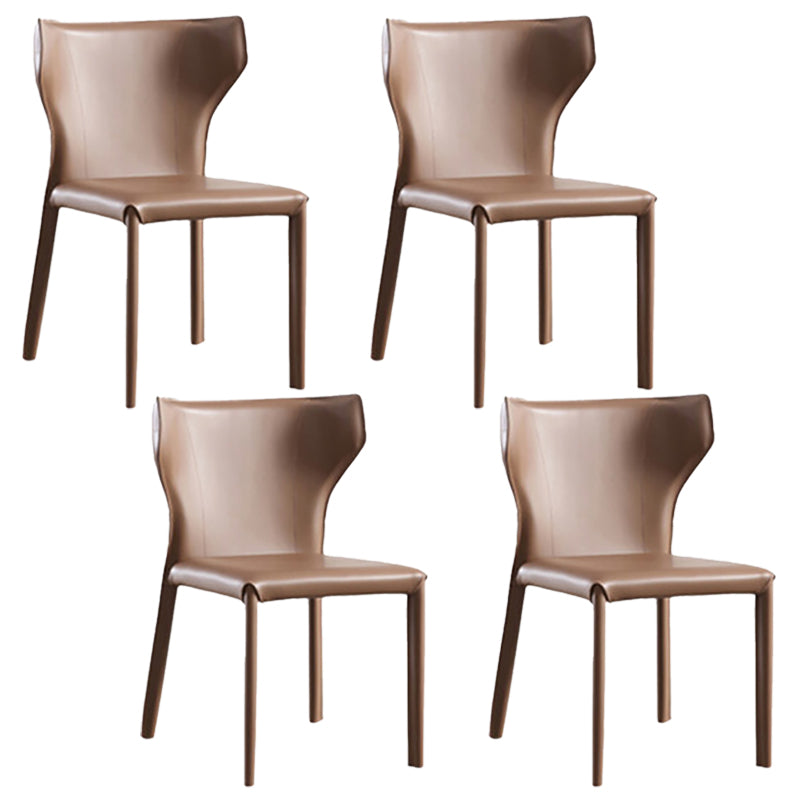 Modern Style Wingback Side Chair PU Leather Chairs for Dining Room Brown 4 Piece Set Clearhalo 'Dining Chairs' 'Dining Tables & Seating' 'dining_chair' 'furn' 'furn_dining_chair' 'Furniture' 'furniture_dining_chair' 'Kitchen & Dining Furniture' 4818764