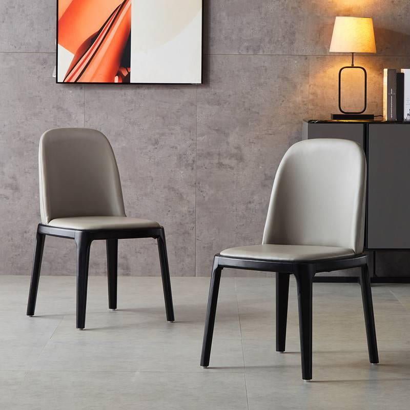 Glam Leather Solid Back Dining Side Chair Home Side Chair in Black Clearhalo 'Dining Chairs' 'Dining Tables & Seating' 'dining_chair' 'furn' 'furn_dining_chair' 'Furniture' 'furniture_dining_chair' 'Kitchen & Dining Furniture' 4818767