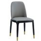 Glam Leather Solid Back Dining Side Chair Home Side Chair in Black Dark Gray 1 Piece Clearhalo 'Dining Chairs' 'Dining Tables & Seating' 'dining_chair' 'furn' 'furn_dining_chair' 'Furniture' 'furniture_dining_chair' 'Kitchen & Dining Furniture' 4818768