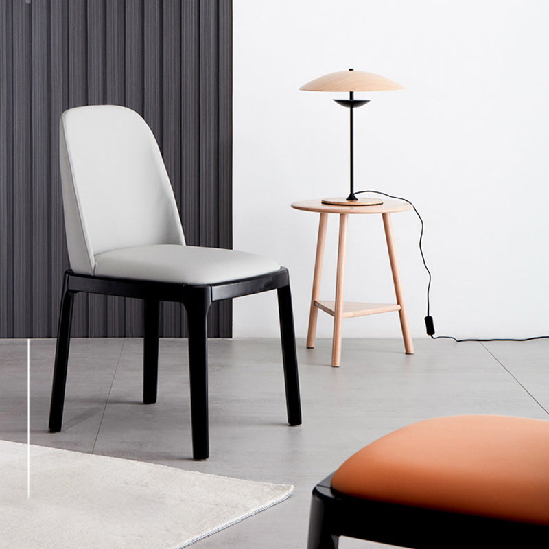 Glam Leather Solid Back Dining Side Chair Home Side Chair in Black Clearhalo 'Dining Chairs' 'Dining Tables & Seating' 'dining_chair' 'furn' 'furn_dining_chair' 'Furniture' 'furniture_dining_chair' 'Kitchen & Dining Furniture' 4818769