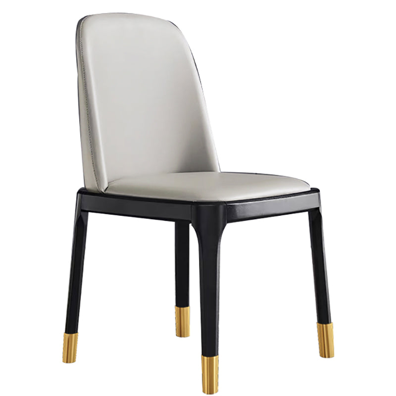Glam Leather Solid Back Dining Side Chair Home Side Chair in Black Light Gray 1 Piece Clearhalo 'Dining Chairs' 'Dining Tables & Seating' 'dining_chair' 'furn' 'furn_dining_chair' 'Furniture' 'furniture_dining_chair' 'Kitchen & Dining Furniture' 4818770