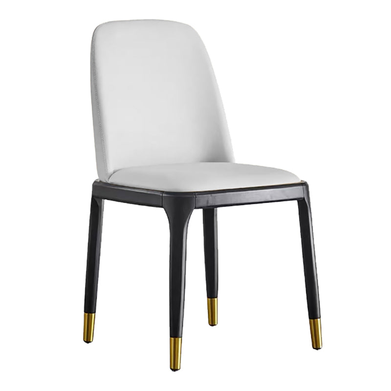 Glam Leather Solid Back Dining Side Chair Home Side Chair in Black White 1 Piece Clearhalo 'Dining Chairs' 'Dining Tables & Seating' 'dining_chair' 'furn' 'furn_dining_chair' 'Furniture' 'furniture_dining_chair' 'Kitchen & Dining Furniture' 4818771