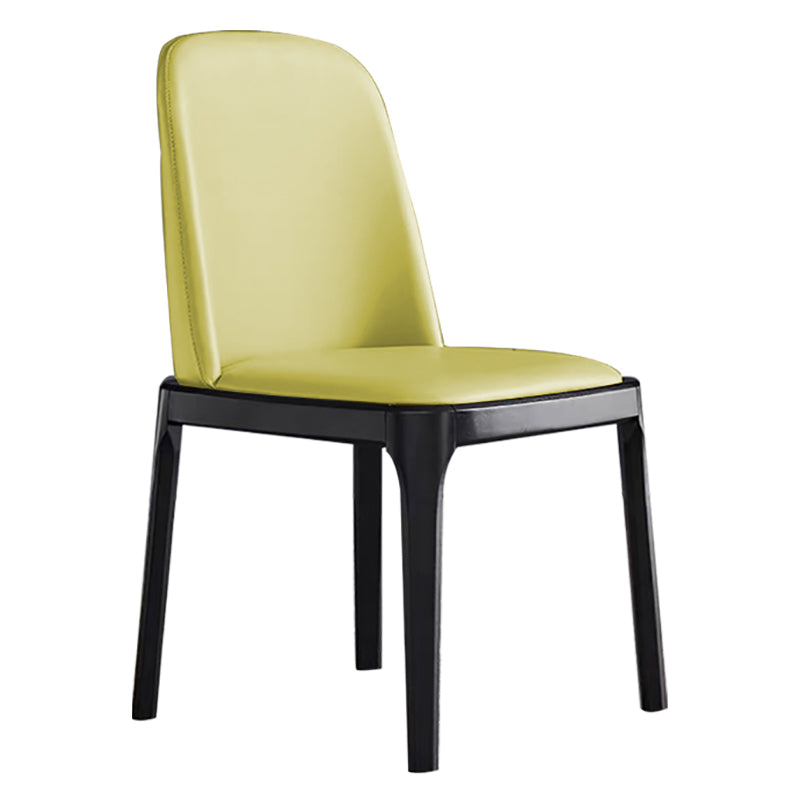Glam Leather Solid Back Dining Side Chair Home Side Chair in Black Beige 1 Piece Clearhalo 'Dining Chairs' 'Dining Tables & Seating' 'dining_chair' 'furn' 'furn_dining_chair' 'Furniture' 'furniture_dining_chair' 'Kitchen & Dining Furniture' 4818773