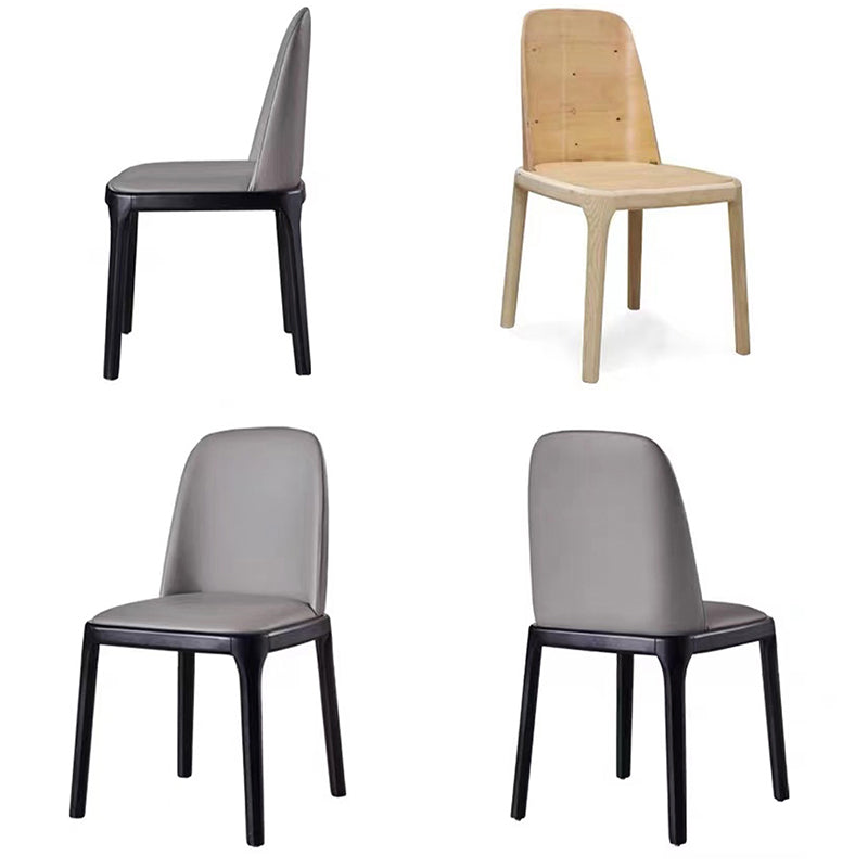 Glam Leather Solid Back Dining Side Chair Home Side Chair in Black Clearhalo 'Dining Chairs' 'Dining Tables & Seating' 'dining_chair' 'furn' 'furn_dining_chair' 'Furniture' 'furniture_dining_chair' 'Kitchen & Dining Furniture' 4818776