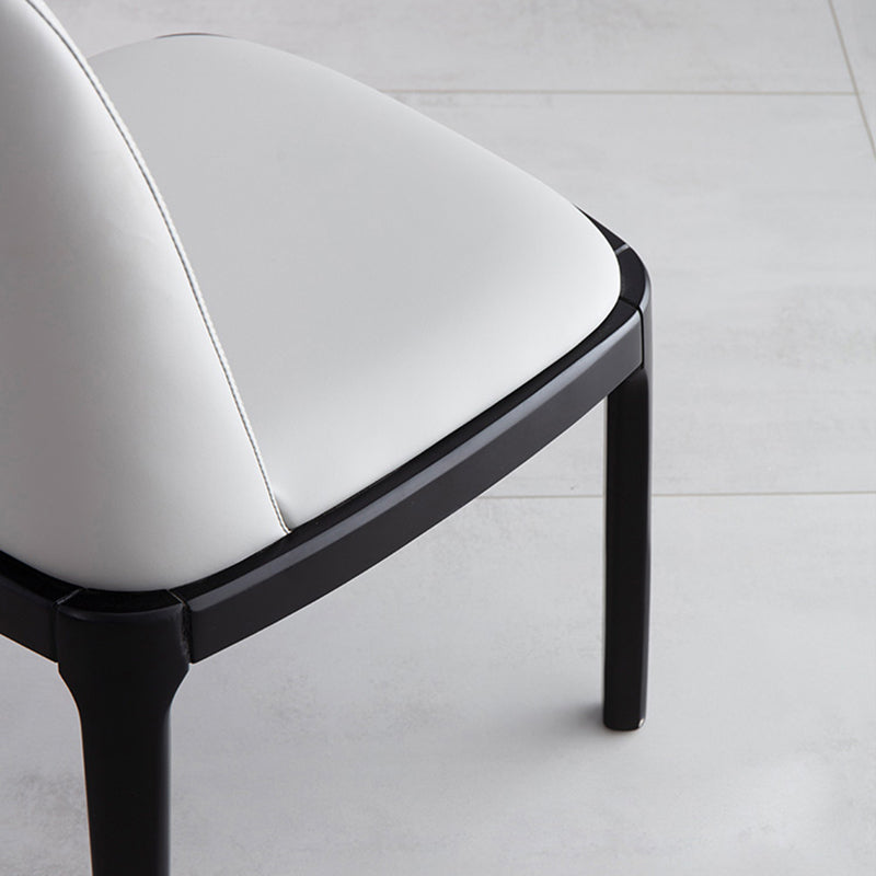 Glam Leather Solid Back Dining Side Chair Home Side Chair in Black Clearhalo 'Dining Chairs' 'Dining Tables & Seating' 'dining_chair' 'furn' 'furn_dining_chair' 'Furniture' 'furniture_dining_chair' 'Kitchen & Dining Furniture' 4818778