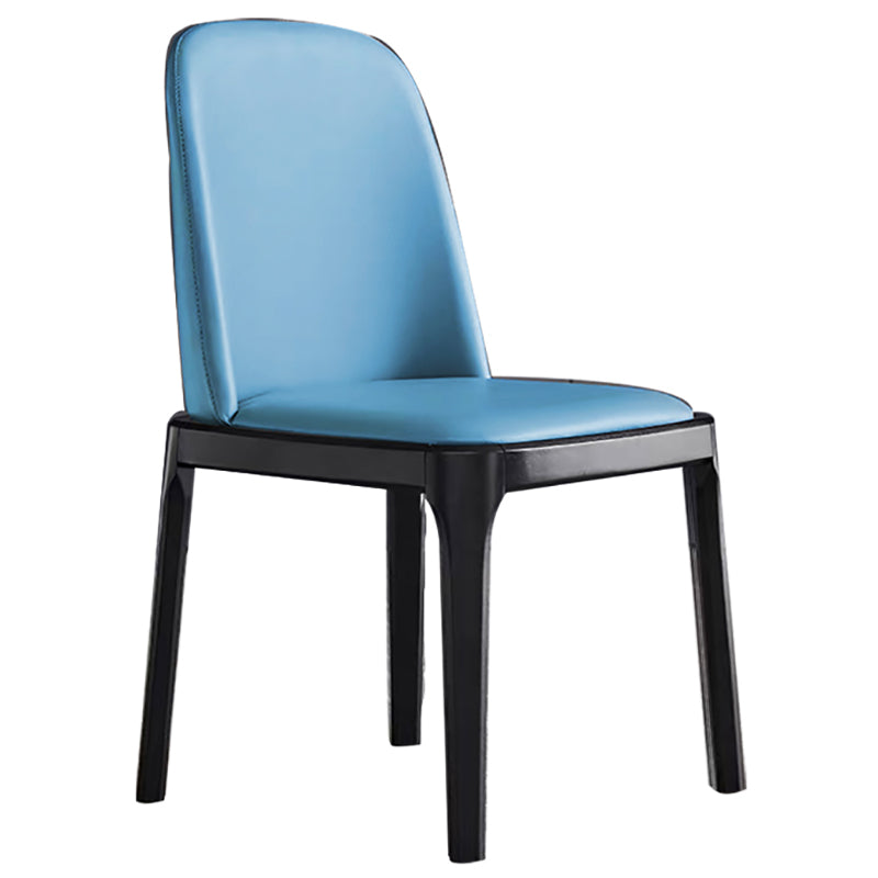 Glam Leather Solid Back Dining Side Chair Home Side Chair in Black Blue 1 Piece Clearhalo 'Dining Chairs' 'Dining Tables & Seating' 'dining_chair' 'furn' 'furn_dining_chair' 'Furniture' 'furniture_dining_chair' 'Kitchen & Dining Furniture' 4818780