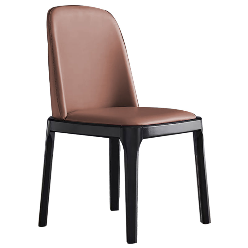 Glam Leather Solid Back Dining Side Chair Home Side Chair in Black Coffee 1 Piece Clearhalo 'Dining Chairs' 'Dining Tables & Seating' 'dining_chair' 'furn' 'furn_dining_chair' 'Furniture' 'furniture_dining_chair' 'Kitchen & Dining Furniture' 4818781