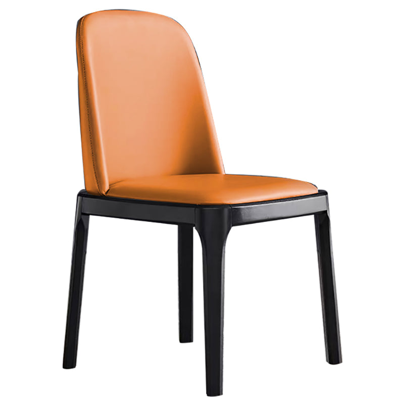 Glam Leather Solid Back Dining Side Chair Home Side Chair in Black Orange 1 Piece Clearhalo 'Dining Chairs' 'Dining Tables & Seating' 'dining_chair' 'furn' 'furn_dining_chair' 'Furniture' 'furniture_dining_chair' 'Kitchen & Dining Furniture' 4818786