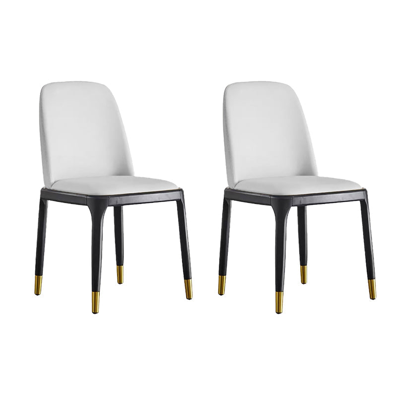 Glam Leather Solid Back Dining Side Chair Home Side Chair in Black White 2 Piece Set Clearhalo 'Dining Chairs' 'Dining Tables & Seating' 'dining_chair' 'furn' 'furn_dining_chair' 'Furniture' 'furniture_dining_chair' 'Kitchen & Dining Furniture' 4818791