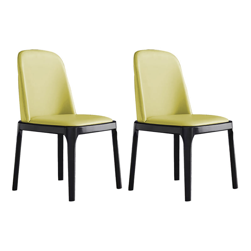 Glam Leather Solid Back Dining Side Chair Home Side Chair in Black Beige 2 Piece Set Clearhalo 'Dining Chairs' 'Dining Tables & Seating' 'dining_chair' 'furn' 'furn_dining_chair' 'Furniture' 'furniture_dining_chair' 'Kitchen & Dining Furniture' 4818793