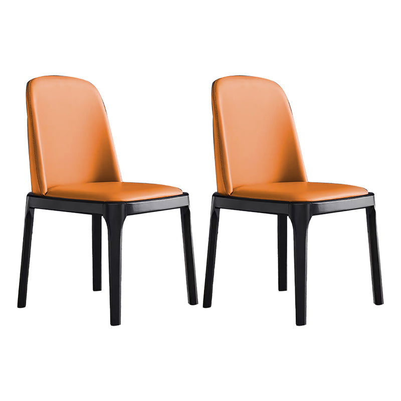 Glam Leather Solid Back Dining Side Chair Home Side Chair in Black Orange 2 Piece Set Clearhalo 'Dining Chairs' 'Dining Tables & Seating' 'dining_chair' 'furn' 'furn_dining_chair' 'Furniture' 'furniture_dining_chair' 'Kitchen & Dining Furniture' 4818801