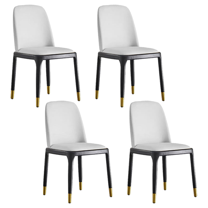 Glam Leather Solid Back Dining Side Chair Home Side Chair in Black White 4 Piece Set Clearhalo 'Dining Chairs' 'Dining Tables & Seating' 'dining_chair' 'furn' 'furn_dining_chair' 'Furniture' 'furniture_dining_chair' 'Kitchen & Dining Furniture' 4818804