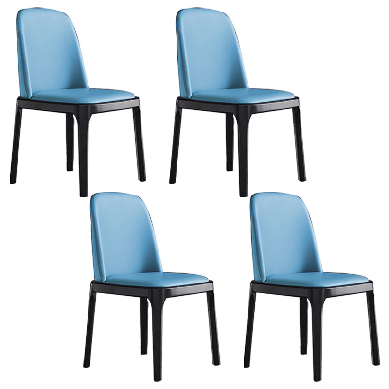 Glam Leather Solid Back Dining Side Chair Home Side Chair in Black Blue 4 Piece Set Clearhalo 'Dining Chairs' 'Dining Tables & Seating' 'dining_chair' 'furn' 'furn_dining_chair' 'Furniture' 'furniture_dining_chair' 'Kitchen & Dining Furniture' 4818808