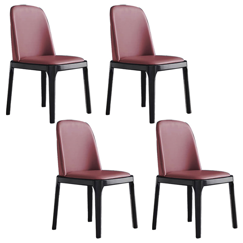 Glam Leather Solid Back Dining Side Chair Home Side Chair in Black Burgundy 4 Piece Set Clearhalo 'Dining Chairs' 'Dining Tables & Seating' 'dining_chair' 'furn' 'furn_dining_chair' 'Furniture' 'furniture_dining_chair' 'Kitchen & Dining Furniture' 4818810