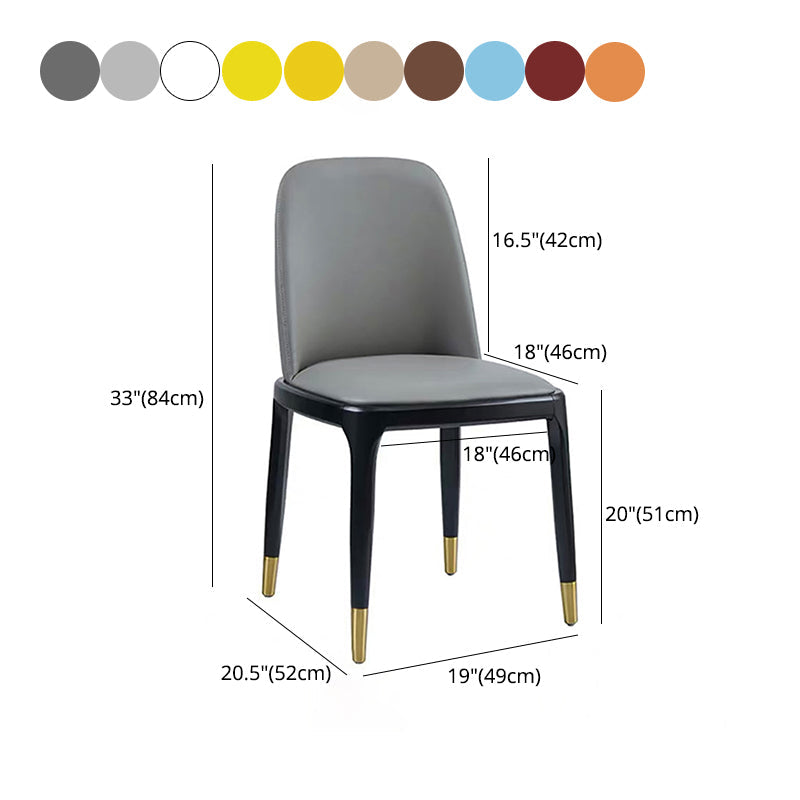 Glam Leather Solid Back Dining Side Chair Home Side Chair in Black Clearhalo 'Dining Chairs' 'Dining Tables & Seating' 'dining_chair' 'furn' 'furn_dining_chair' 'Furniture' 'furniture_dining_chair' 'Kitchen & Dining Furniture' 4818812