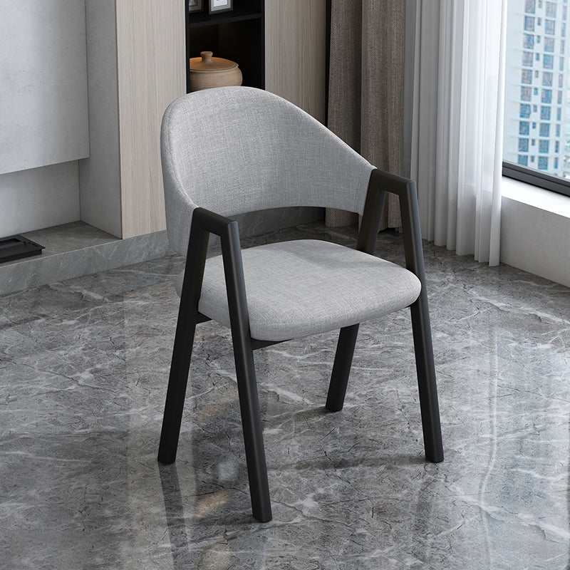 Modern Style Metal Side Chair Open Back Dining Side Chair with Black Legs Grey 1 Piece Clearhalo 'Dining Chairs' 'Dining Tables & Seating' 'dining_chair' 'furn' 'furn_dining_chair' 'Furniture' 'furniture_dining_chair' 'Kitchen & Dining Furniture' 4818814