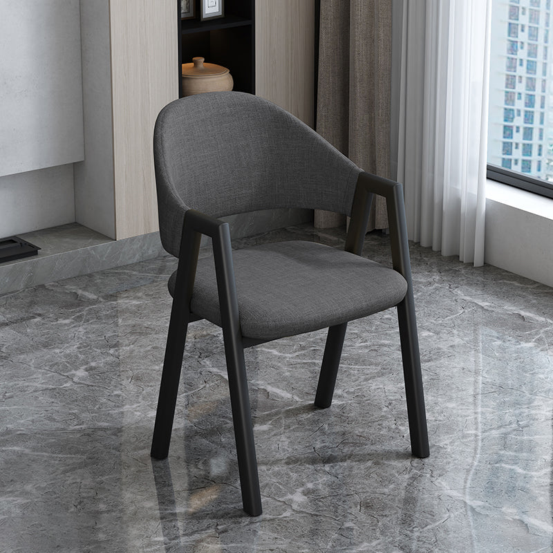 Modern Style Metal Side Chair Open Back Dining Side Chair with Black Legs Dark Gray 1 Piece Clearhalo 'Dining Chairs' 'Dining Tables & Seating' 'dining_chair' 'furn' 'furn_dining_chair' 'Furniture' 'furniture_dining_chair' 'Kitchen & Dining Furniture' 4818815