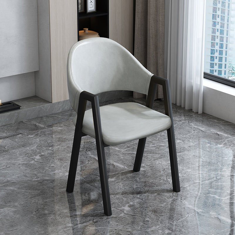 Modern Style Metal Side Chair Open Back Dining Side Chair with Black Legs Light Gray 1 Piece Clearhalo 'Dining Chairs' 'Dining Tables & Seating' 'dining_chair' 'furn' 'furn_dining_chair' 'Furniture' 'furniture_dining_chair' 'Kitchen & Dining Furniture' 4818818