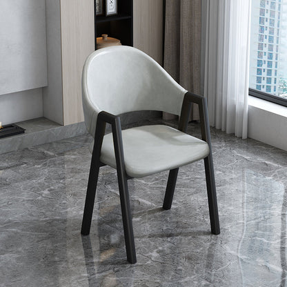 Modern Style Metal Side Chair Open Back Dining Side Chair with Black Legs Light Gray 1 Piece Clearhalo 'Dining Chairs' 'Dining Tables & Seating' 'dining_chair' 'furn' 'furn_dining_chair' 'Furniture' 'furniture_dining_chair' 'Kitchen & Dining Furniture' 4818818