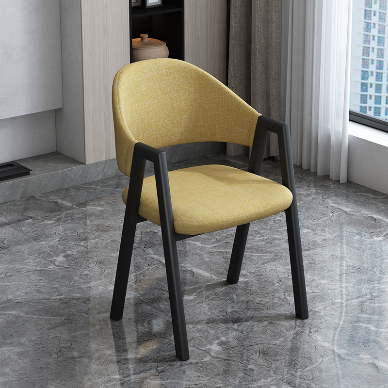 Modern Style Metal Side Chair Open Back Dining Side Chair with Black Legs Beige 1 Piece Clearhalo 'Dining Chairs' 'Dining Tables & Seating' 'dining_chair' 'furn' 'furn_dining_chair' 'Furniture' 'furniture_dining_chair' 'Kitchen & Dining Furniture' 4818820