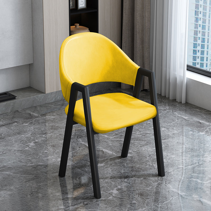 Modern Style Metal Side Chair Open Back Dining Side Chair with Black Legs Yellow 1 Piece Clearhalo 'Dining Chairs' 'Dining Tables & Seating' 'dining_chair' 'furn' 'furn_dining_chair' 'Furniture' 'furniture_dining_chair' 'Kitchen & Dining Furniture' 4818822