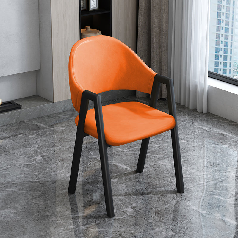 Modern Style Metal Side Chair Open Back Dining Side Chair with Black Legs Orange 1 Piece Clearhalo 'Dining Chairs' 'Dining Tables & Seating' 'dining_chair' 'furn' 'furn_dining_chair' 'Furniture' 'furniture_dining_chair' 'Kitchen & Dining Furniture' 4818824
