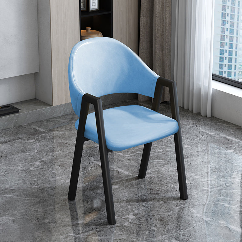 Modern Style Metal Side Chair Open Back Dining Side Chair with Black Legs Blue 1 Piece Clearhalo 'Dining Chairs' 'Dining Tables & Seating' 'dining_chair' 'furn' 'furn_dining_chair' 'Furniture' 'furniture_dining_chair' 'Kitchen & Dining Furniture' 4818828