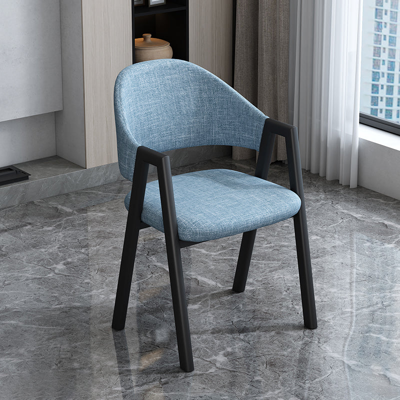 Modern Style Metal Side Chair Open Back Dining Side Chair with Black Legs Light Blue 1 Piece Clearhalo 'Dining Chairs' 'Dining Tables & Seating' 'dining_chair' 'furn' 'furn_dining_chair' 'Furniture' 'furniture_dining_chair' 'Kitchen & Dining Furniture' 4818830