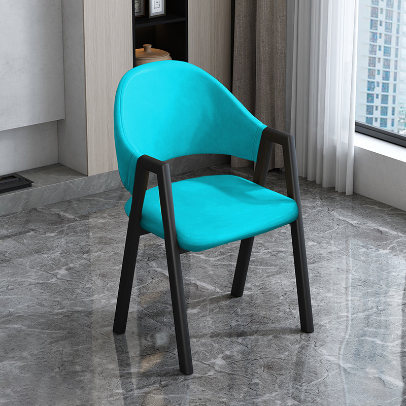Modern Style Metal Side Chair Open Back Dining Side Chair with Black Legs Sky Blue 1 Piece Clearhalo 'Dining Chairs' 'Dining Tables & Seating' 'dining_chair' 'furn' 'furn_dining_chair' 'Furniture' 'furniture_dining_chair' 'Kitchen & Dining Furniture' 4818832