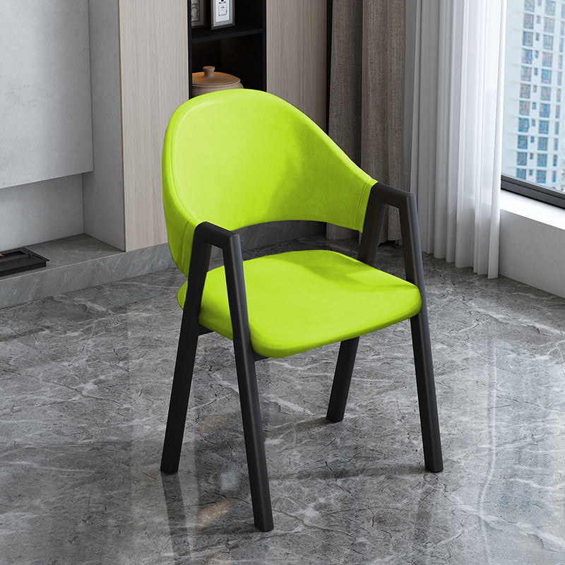 Modern Style Metal Side Chair Open Back Dining Side Chair with Black Legs Green 1 Piece Clearhalo 'Dining Chairs' 'Dining Tables & Seating' 'dining_chair' 'furn' 'furn_dining_chair' 'Furniture' 'furniture_dining_chair' 'Kitchen & Dining Furniture' 4818833