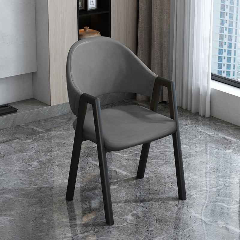 Modern Style Metal Side Chair Open Back Dining Side Chair with Black Legs Black-Gray 1 Piece Clearhalo 'Dining Chairs' 'Dining Tables & Seating' 'dining_chair' 'furn' 'furn_dining_chair' 'Furniture' 'furniture_dining_chair' 'Kitchen & Dining Furniture' 4818837