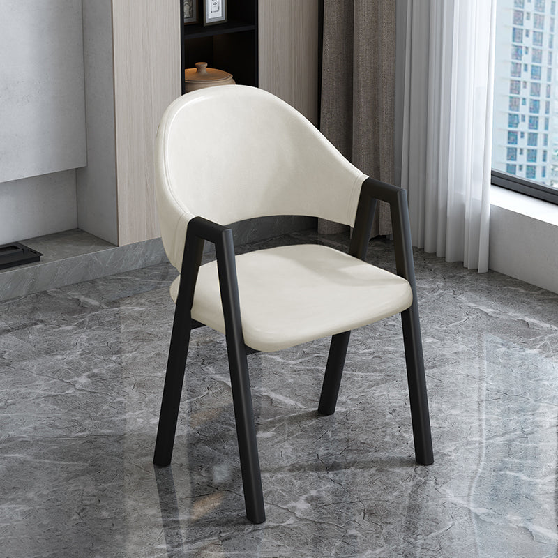 Modern Style Metal Side Chair Open Back Dining Side Chair with Black Legs Off-White 1 Piece Clearhalo 'Dining Chairs' 'Dining Tables & Seating' 'dining_chair' 'furn' 'furn_dining_chair' 'Furniture' 'furniture_dining_chair' 'Kitchen & Dining Furniture' 4818839