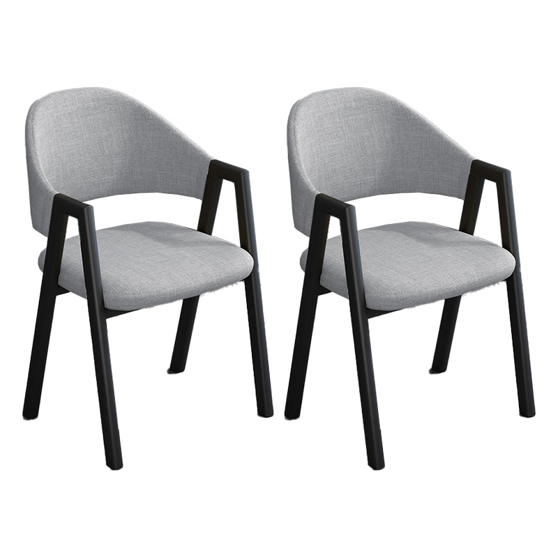 Modern Style Metal Side Chair Open Back Dining Side Chair with Black Legs Grey 2 Piece Set Clearhalo 'Dining Chairs' 'Dining Tables & Seating' 'dining_chair' 'furn' 'furn_dining_chair' 'Furniture' 'furniture_dining_chair' 'Kitchen & Dining Furniture' 4818840