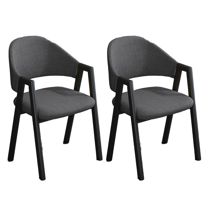 Modern Style Metal Side Chair Open Back Dining Side Chair with Black Legs Dark Gray 2 Piece Set Clearhalo 'Dining Chairs' 'Dining Tables & Seating' 'dining_chair' 'furn' 'furn_dining_chair' 'Furniture' 'furniture_dining_chair' 'Kitchen & Dining Furniture' 4818841