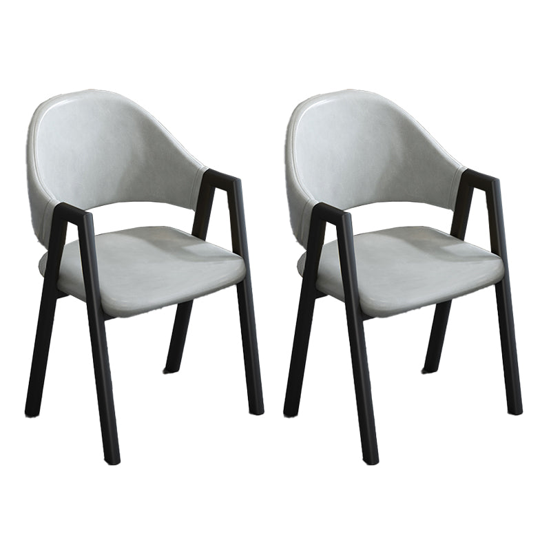 Modern Style Metal Side Chair Open Back Dining Side Chair with Black Legs Light Gray 2 Piece Set Clearhalo 'Dining Chairs' 'Dining Tables & Seating' 'dining_chair' 'furn' 'furn_dining_chair' 'Furniture' 'furniture_dining_chair' 'Kitchen & Dining Furniture' 4818842