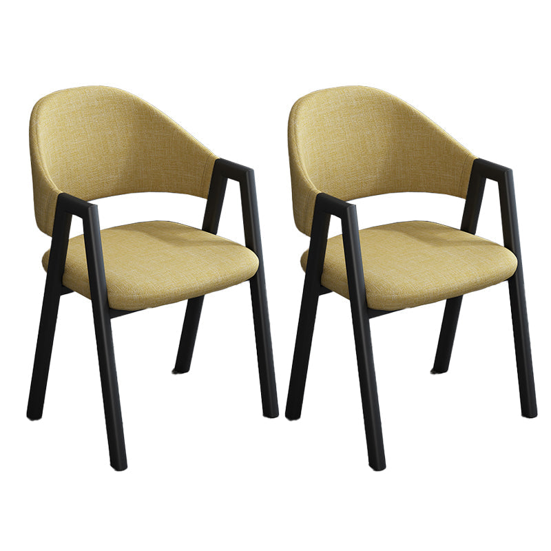 Modern Style Metal Side Chair Open Back Dining Side Chair with Black Legs Beige 2 Piece Set Clearhalo 'Dining Chairs' 'Dining Tables & Seating' 'dining_chair' 'furn' 'furn_dining_chair' 'Furniture' 'furniture_dining_chair' 'Kitchen & Dining Furniture' 4818843