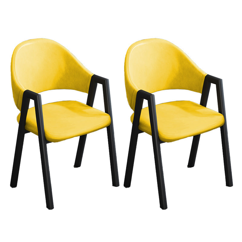 Modern Style Metal Side Chair Open Back Dining Side Chair with Black Legs Yellow 2 Piece Set Clearhalo 'Dining Chairs' 'Dining Tables & Seating' 'dining_chair' 'furn' 'furn_dining_chair' 'Furniture' 'furniture_dining_chair' 'Kitchen & Dining Furniture' 4818844